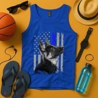 Ger Shepherd K9 Unit Thin Blue Line Flag Police Gift Tank Top thumb 4