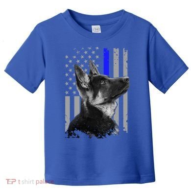 Ger Shepherd K9 Unit Thin Blue Line Flag Police Gift Toddler T-Shirt