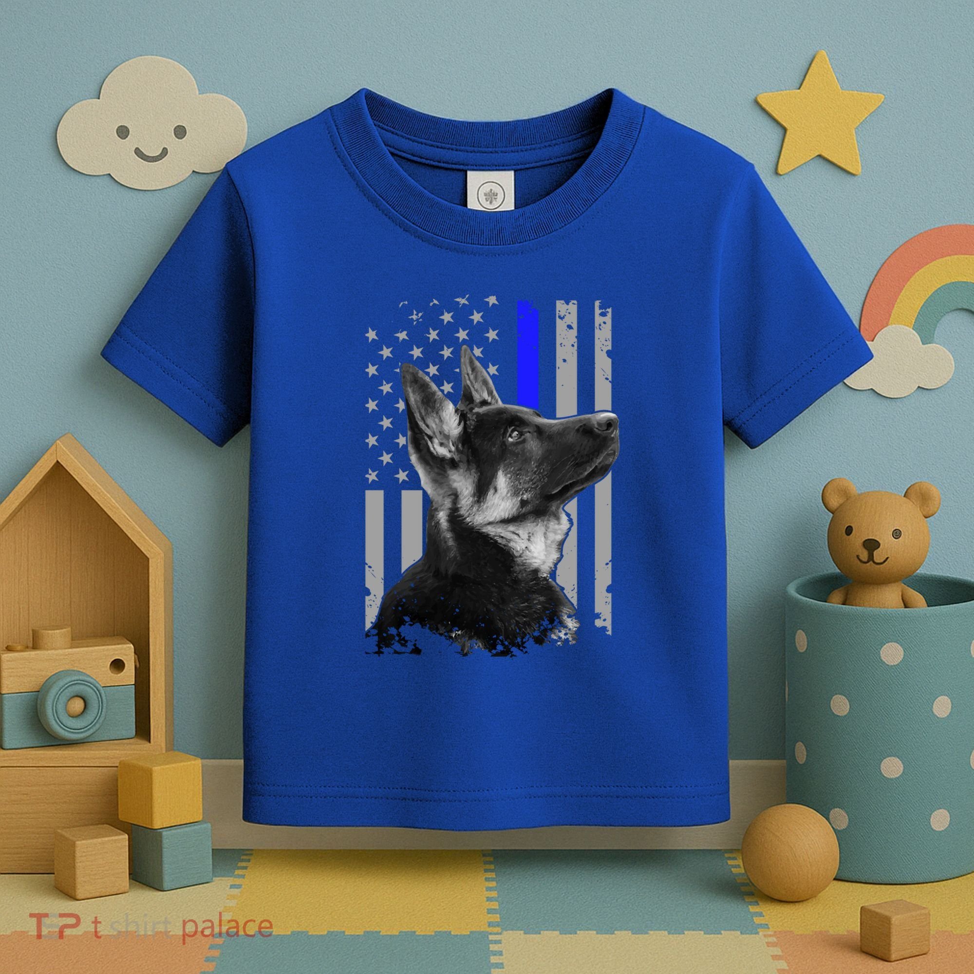 Ger Shepherd K9 Unit Thin Blue Line Flag Police Gift Toddler T-Shirt