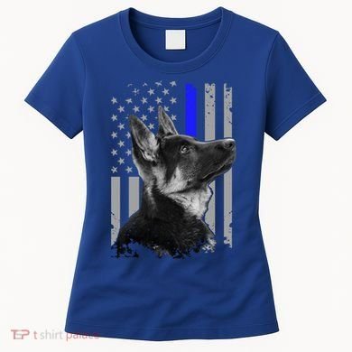Ger Shepherd K9 Unit Thin Blue Line Flag Police Gift Women's T-Shirt