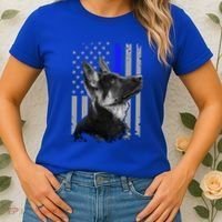 Ger Shepherd K9 Unit Thin Blue Line Flag Police Gift Women's T-Shirt thumb 2
