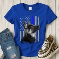Ger Shepherd K9 Unit Thin Blue Line Flag Police Gift Women's T-Shirt thumb 3