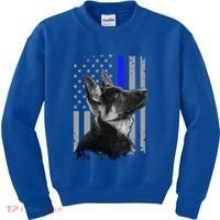 Ger Shepherd K9 Unit Thin Blue Line Flag Police Gift Kids Sweatshirt thumb 0
