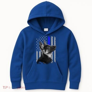 Ger Shepherd K9 Unit Thin Blue Line Flag Police Gift Kids Hoodie