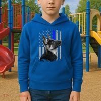 Ger Shepherd K9 Unit Thin Blue Line Flag Police Gift Kids Hoodie thumb 2