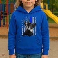 Ger Shepherd K9 Unit Thin Blue Line Flag Police Gift Kids Hoodie thumb 3