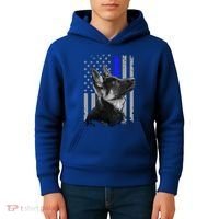 Ger Shepherd K9 Unit Thin Blue Line Flag Police Gift Kids Hoodie thumb 4