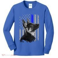 Ger Shepherd K9 Unit Thin Blue Line Flag Police Gift Kids Long Sleeve Shirt thumb 0