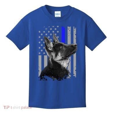 Ger Shepherd K9 Unit Thin Blue Line Flag Police Gift Kids T-Shirt