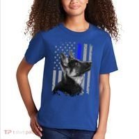 Ger Shepherd K9 Unit Thin Blue Line Flag Police Gift Kids T-Shirt thumb 2