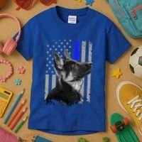 Ger Shepherd K9 Unit Thin Blue Line Flag Police Gift Kids T-Shirt thumb 3