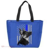 Ger Shepherd K9 Unit Thin Blue Line Flag Police Gift Tote Bag thumb 0