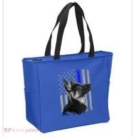 Ger Shepherd K9 Unit Thin Blue Line Flag Police Gift Tote Bag thumb 2
