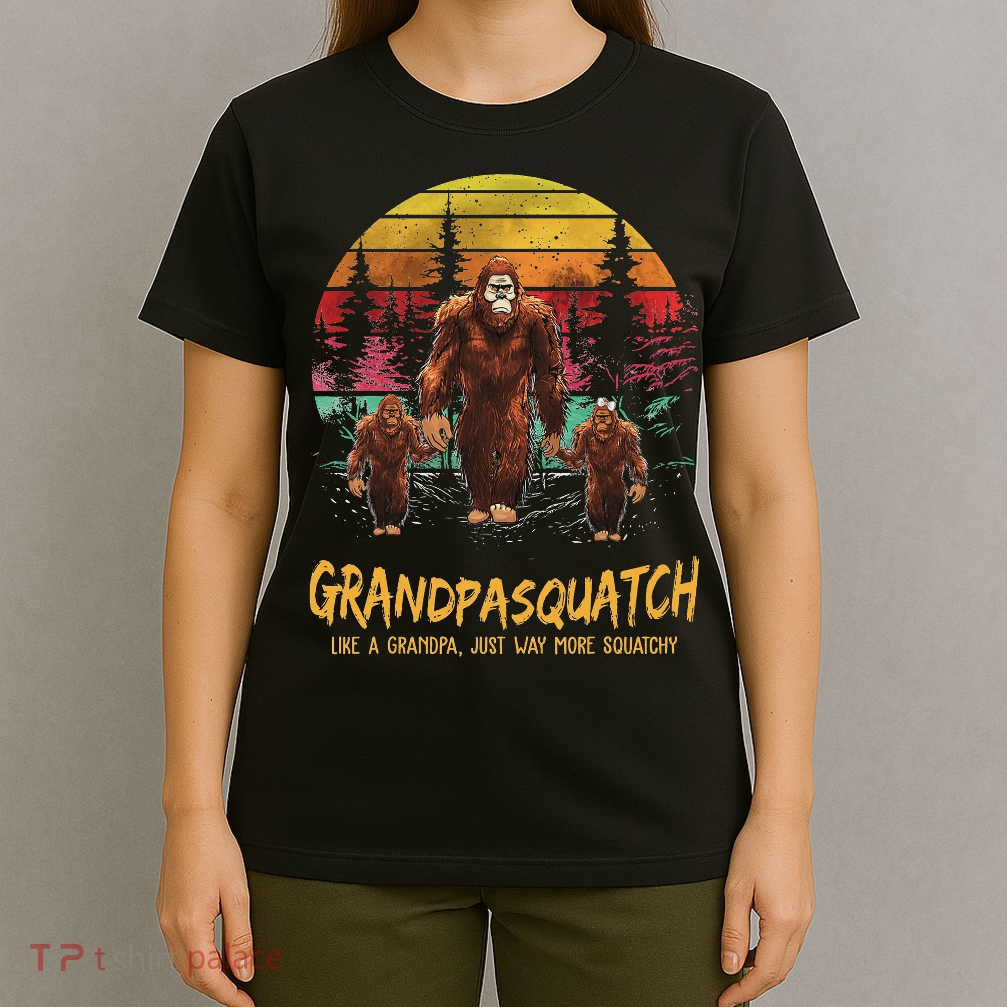 Grandpa Squatch Like A Grandpa Just Way More Squatchy Retro T-Shirt