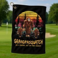 Grandpa Squatch Like A Grandpa Just Way More Squatchy Retro Golf Towel thumb 1
