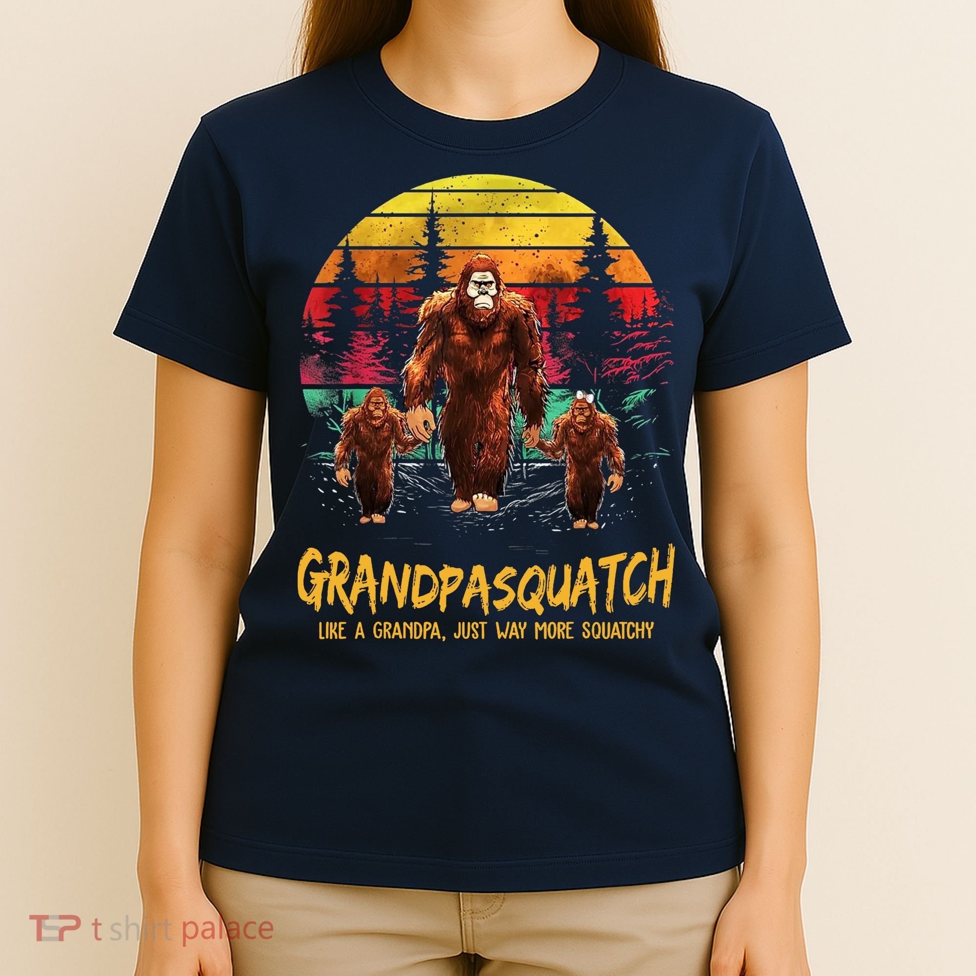 Grandpa Squatch Like A Grandpa Just Way More Squatchy Retro T-Shirt