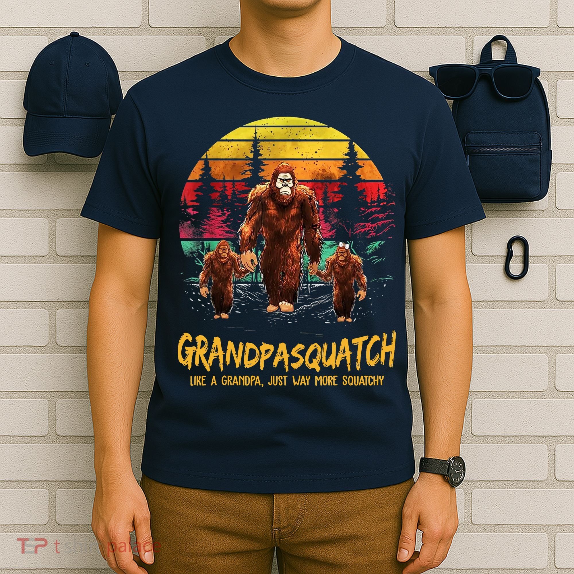 Grandpa Squatch Like A Grandpa Just Way More Squatchy Retro T-Shirt
