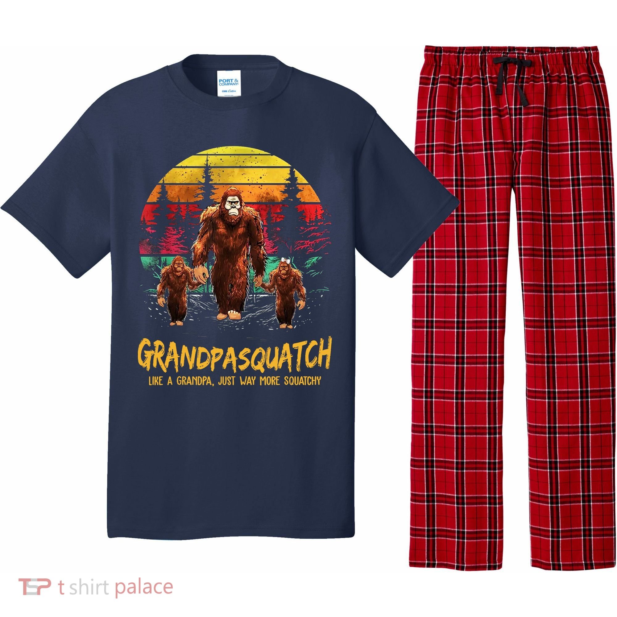 Grandpa Squatch Like A Grandpa Just Way More Squatchy Retro Pajama Set