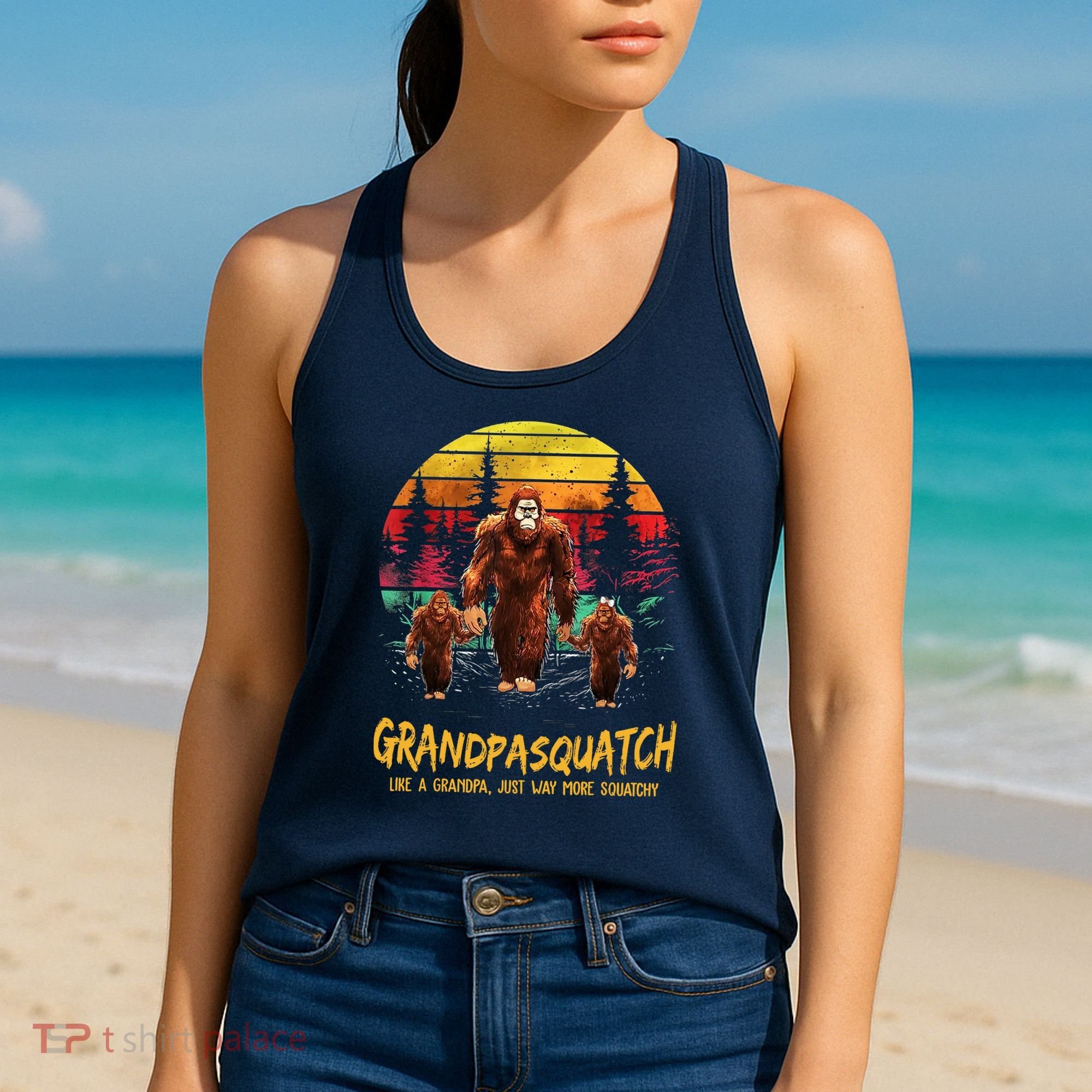 Grandpa Squatch Like A Grandpa Just Way More Squatchy Retro Women's Tank Top