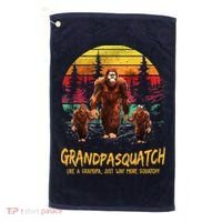 Grandpa Squatch Like A Grandpa Just Way More Squatchy Retro Golf Towel thumb 0