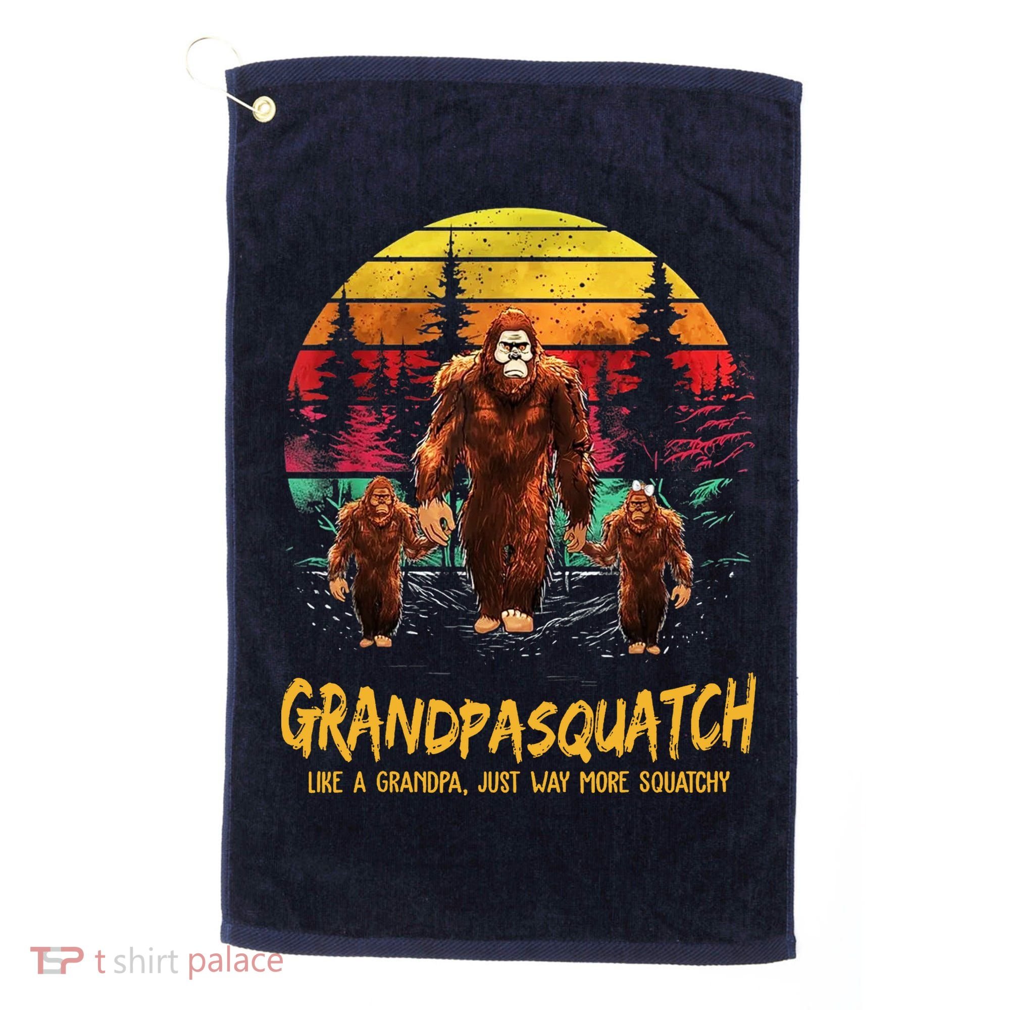 Grandpa Squatch Like A Grandpa Just Way More Squatchy Retro Golf Towel