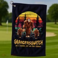 Grandpa Squatch Like A Grandpa Just Way More Squatchy Retro Golf Towel thumb 1