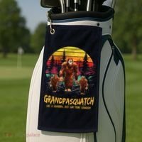 Grandpa Squatch Like A Grandpa Just Way More Squatchy Retro Golf Towel thumb 2
