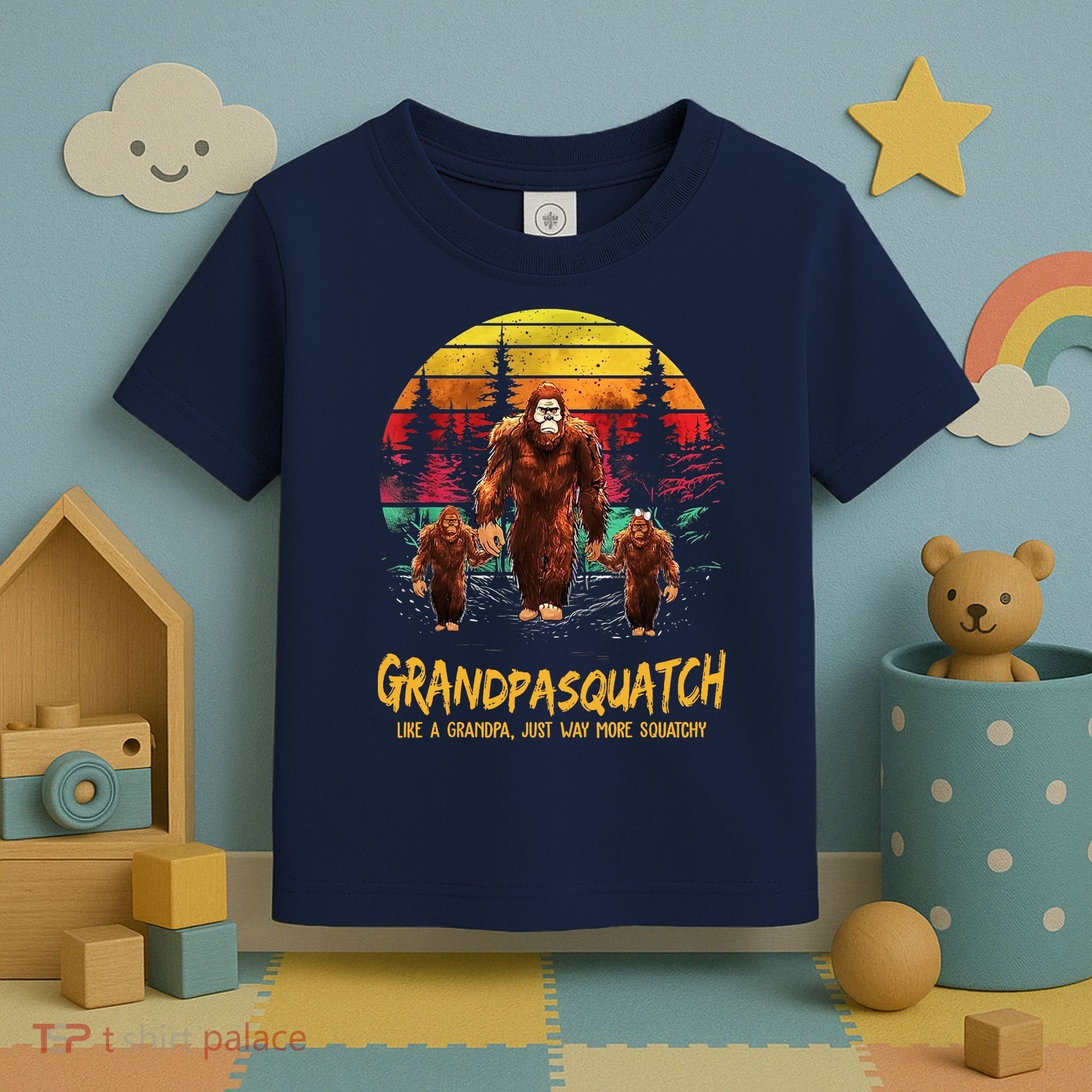 Grandpa Squatch Like A Grandpa Just Way More Squatchy Retro Toddler T-Shirt