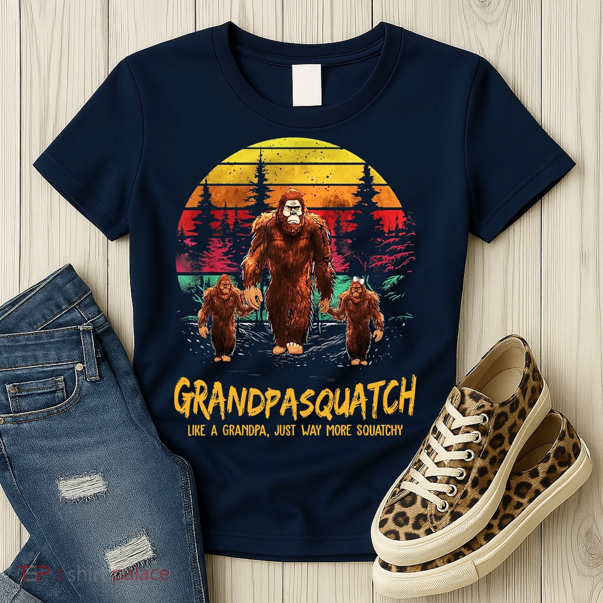 Grandpa Squatch Like A Grandpa Just Way More Squatchy Retro Women's T-Shirt