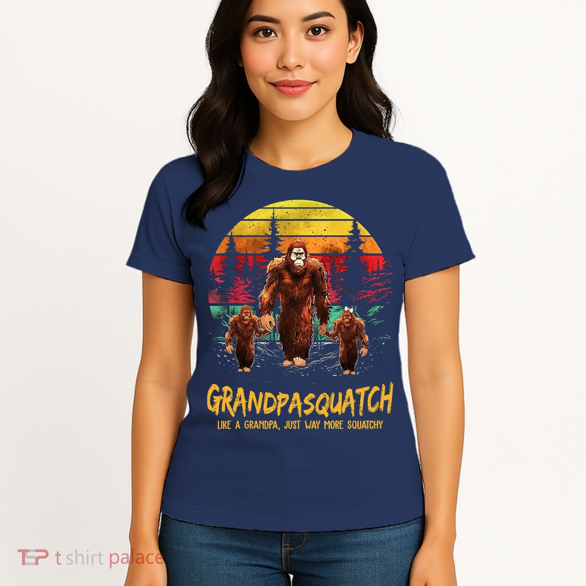 Grandpa Squatch Like A Grandpa Just Way More Squatchy Retro Women's T-Shirt