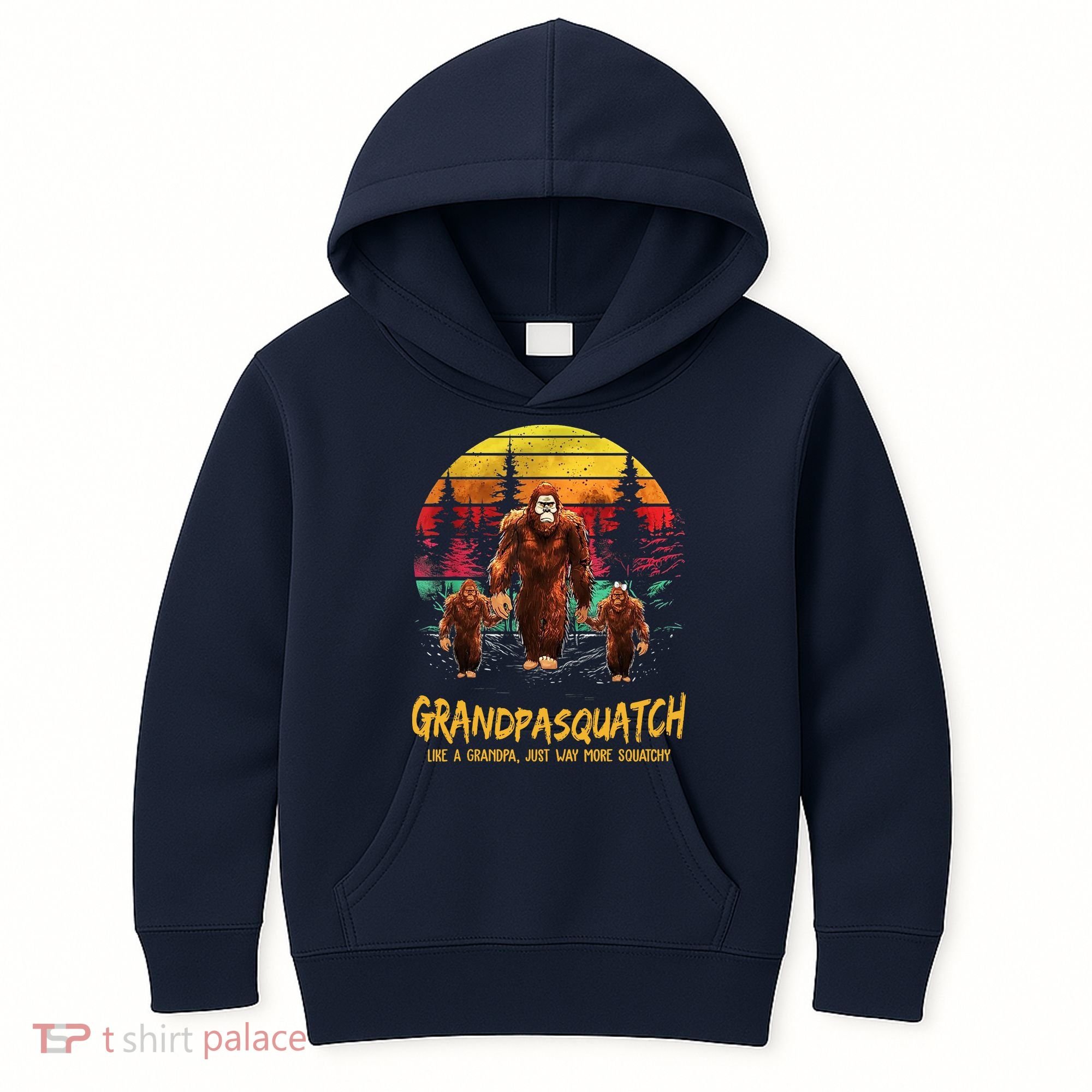 Grandpa Squatch Like A Grandpa Just Way More Squatchy Retro Kids Hoodie