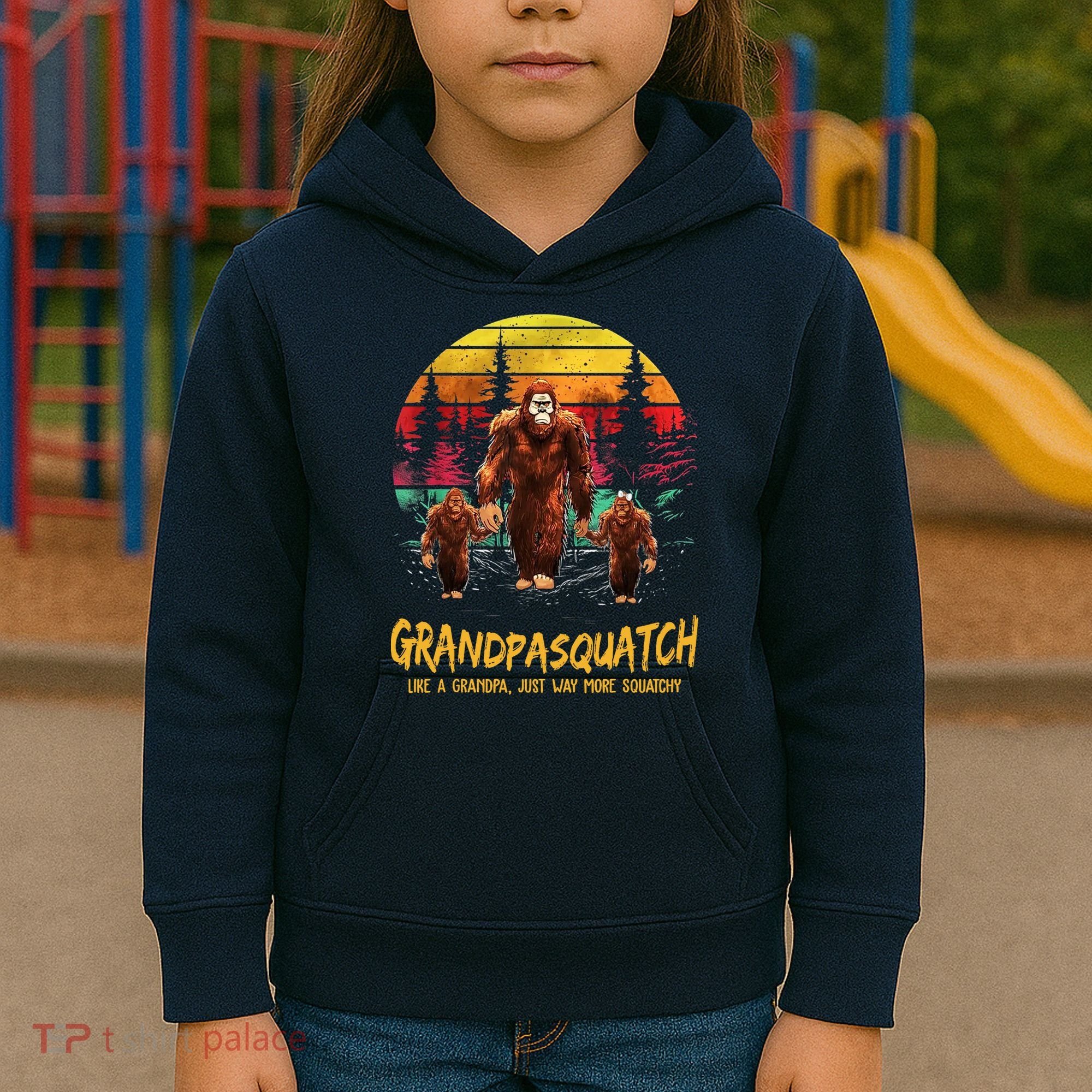 Grandpa Squatch Like A Grandpa Just Way More Squatchy Retro Kids Hoodie