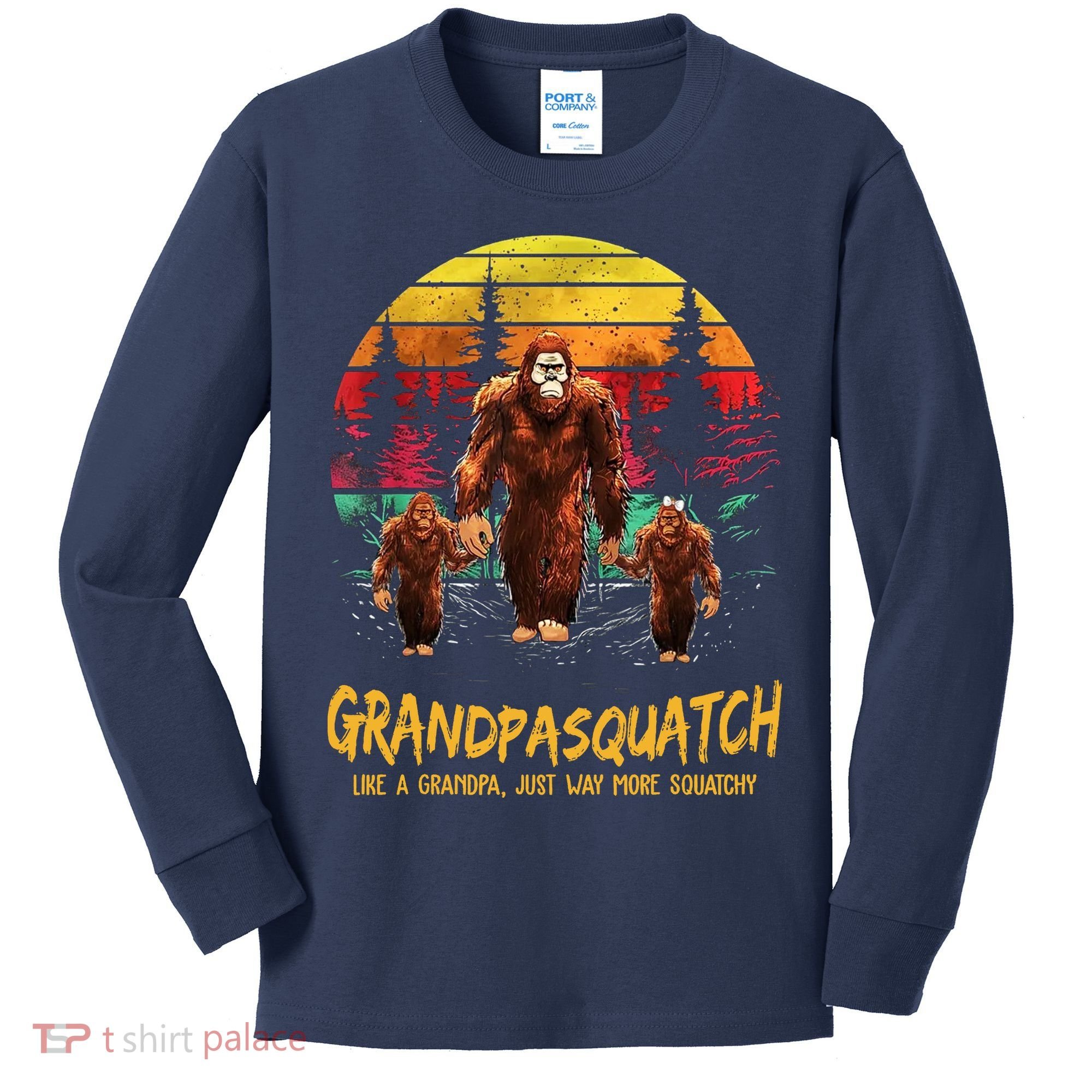Grandpa Squatch Like A Grandpa Just Way More Squatchy Retro Kids Long Sleeve Shirt