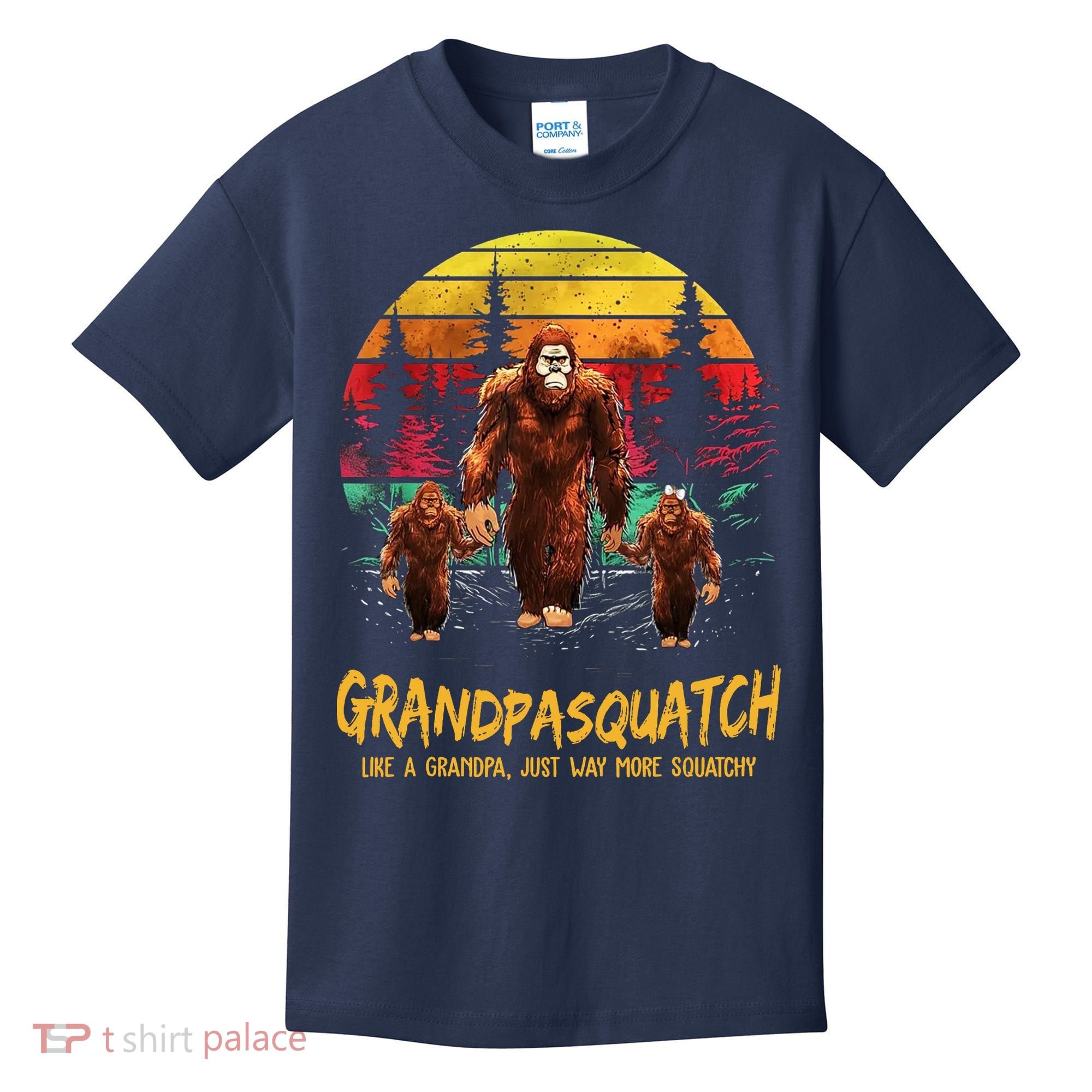 Grandpa Squatch Like A Grandpa Just Way More Squatchy Retro Kids T-Shirt