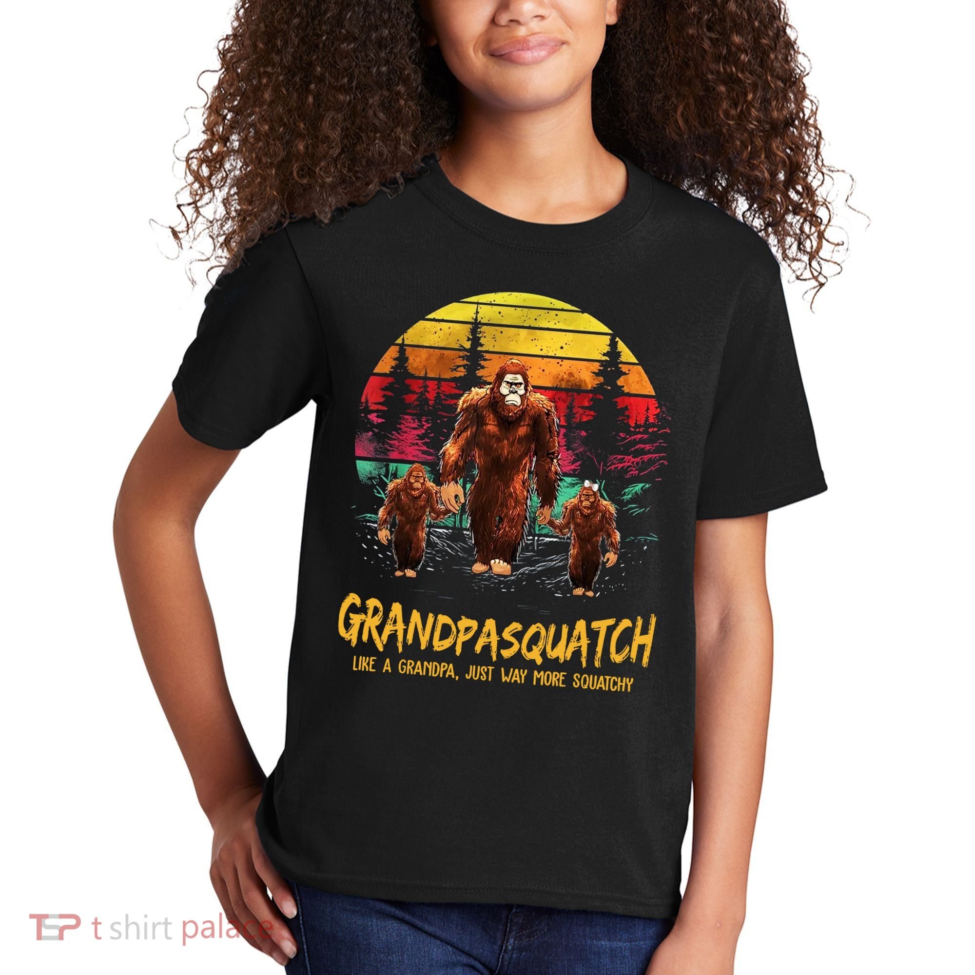 Grandpa Squatch Like A Grandpa Just Way More Squatchy Retro Kids T-Shirt