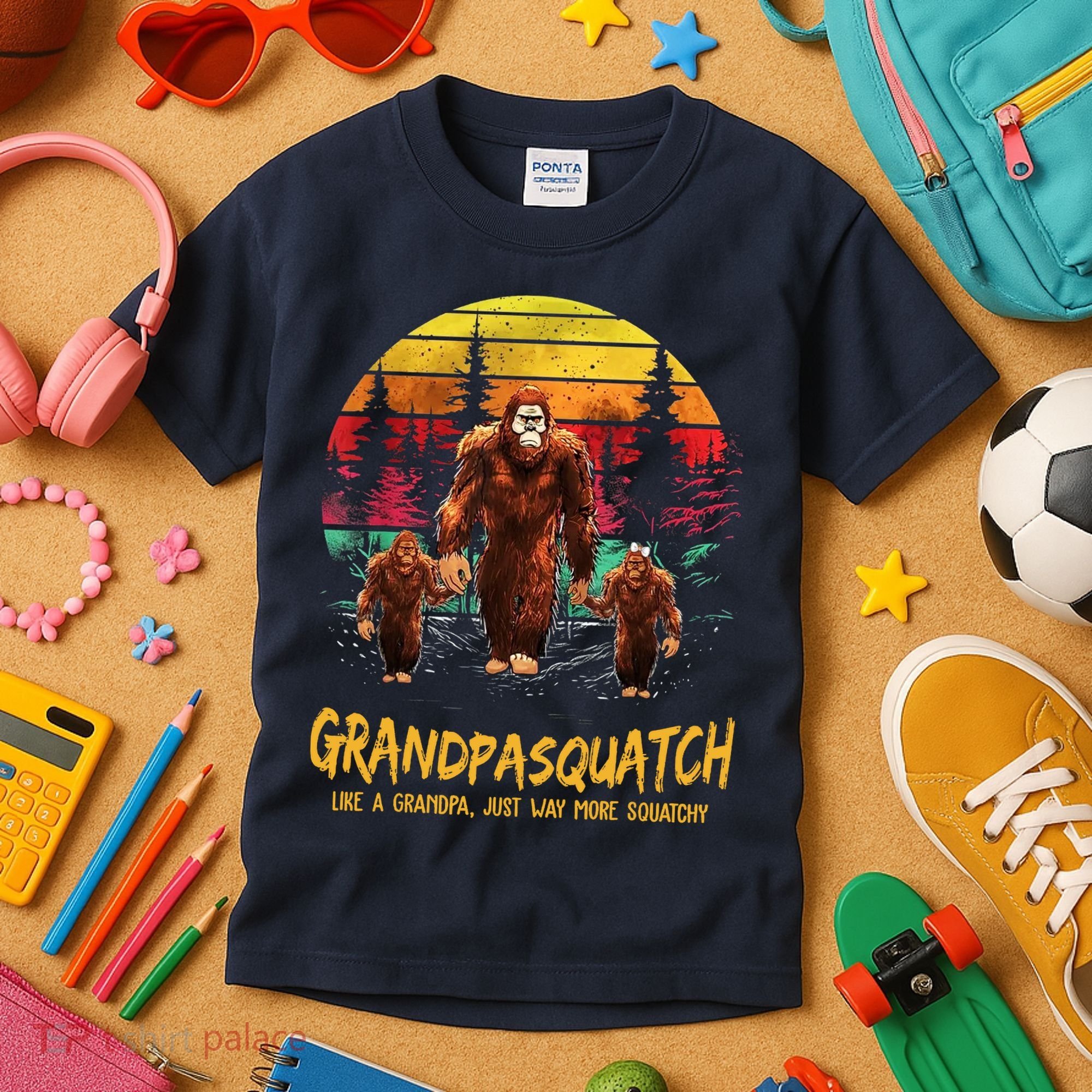 Grandpa Squatch Like A Grandpa Just Way More Squatchy Retro Kids T-Shirt