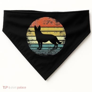 German Shepherd Lover Owner Gift Retro Sunset Dog USA-Made Doggie Bandana
