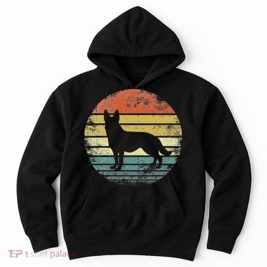 German Shepherd Lover Owner Gift Retro Sunset Dog Hoodie