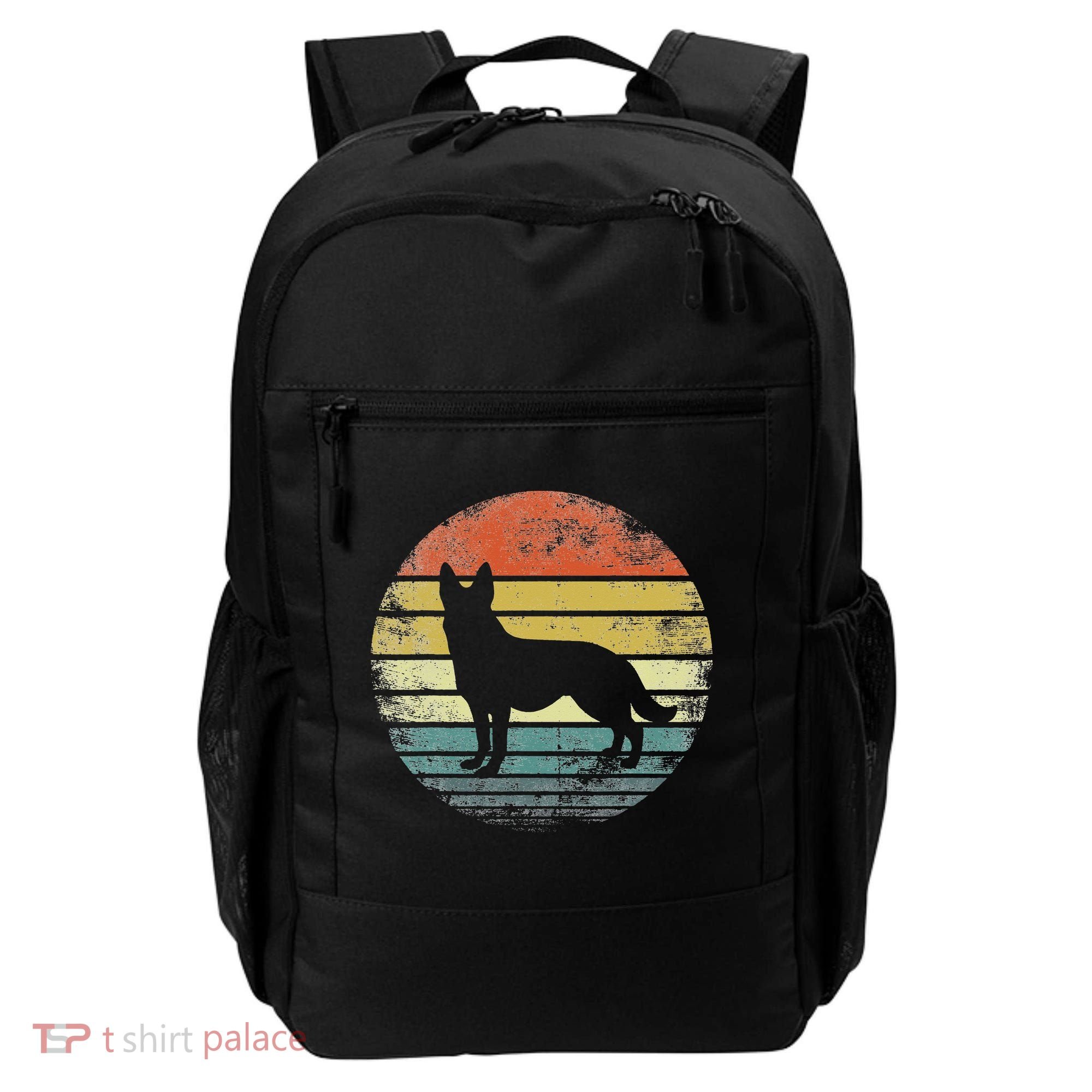 German Shepherd Lover Owner Gift Retro Sunset Dog Backpack