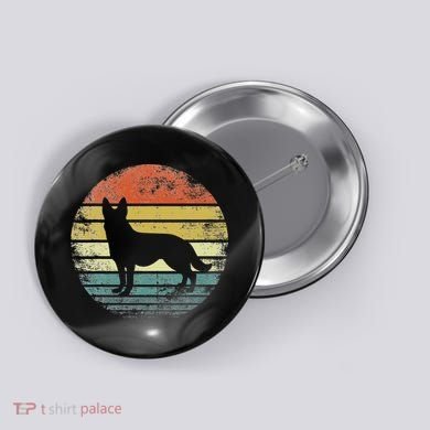 German Shepherd Lover Owner Gift Retro Sunset Dog Button