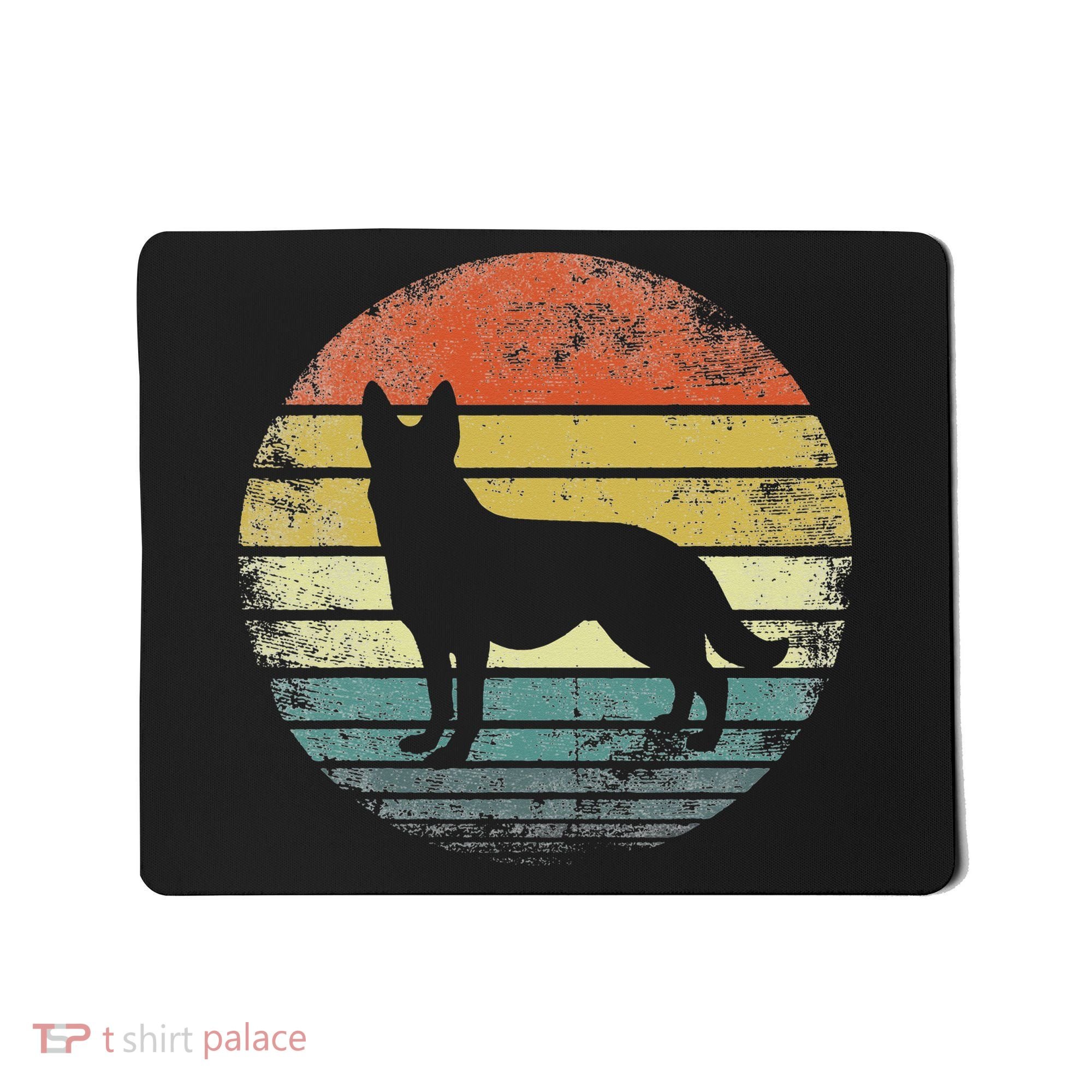 German Shepherd Lover Owner Gift Retro Sunset Dog Mousepad