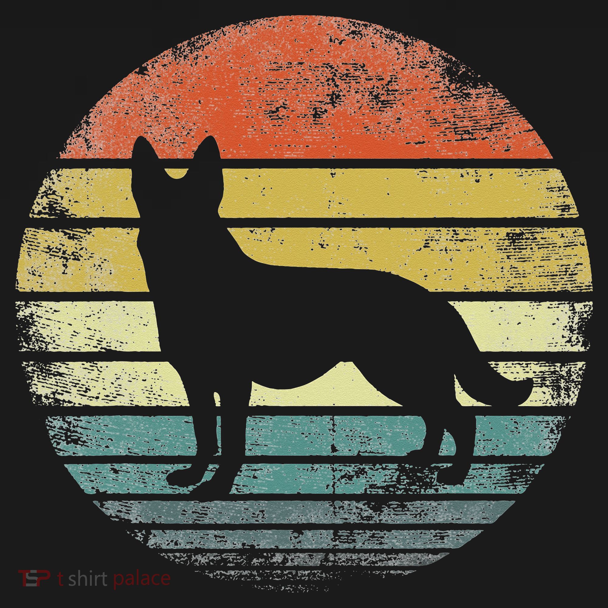 German Shepherd Lover Owner Gift Retro Sunset Dog Ornament
