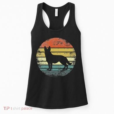 German Shepherd Lover Owner Gift Retro Sunset Dog Women's Tank Top