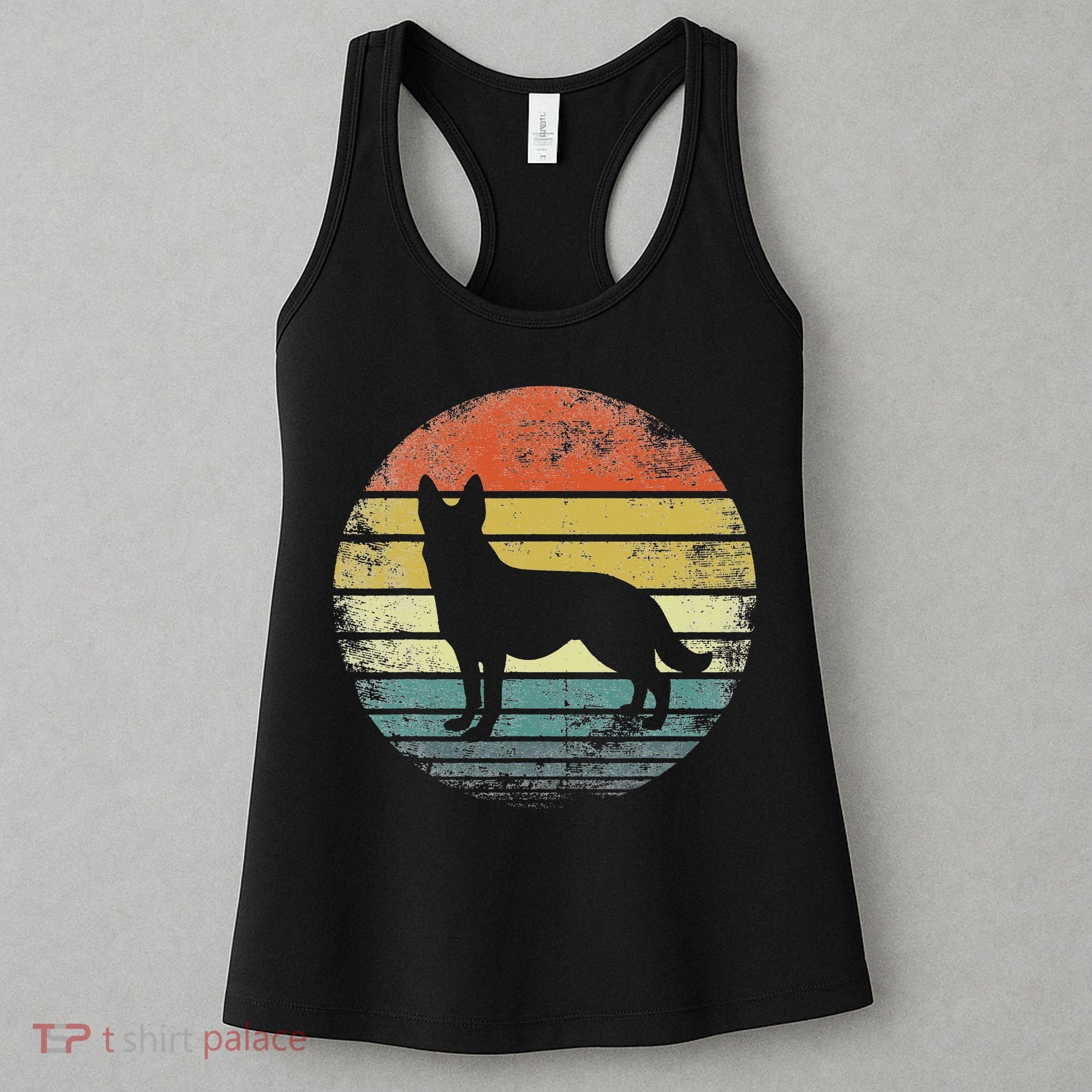 German Shepherd Lover Owner Gift Retro Sunset Dog Women's Tank Top