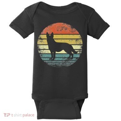 German Shepherd Lover Owner Gift Retro Sunset Dog Baby Bodysuit