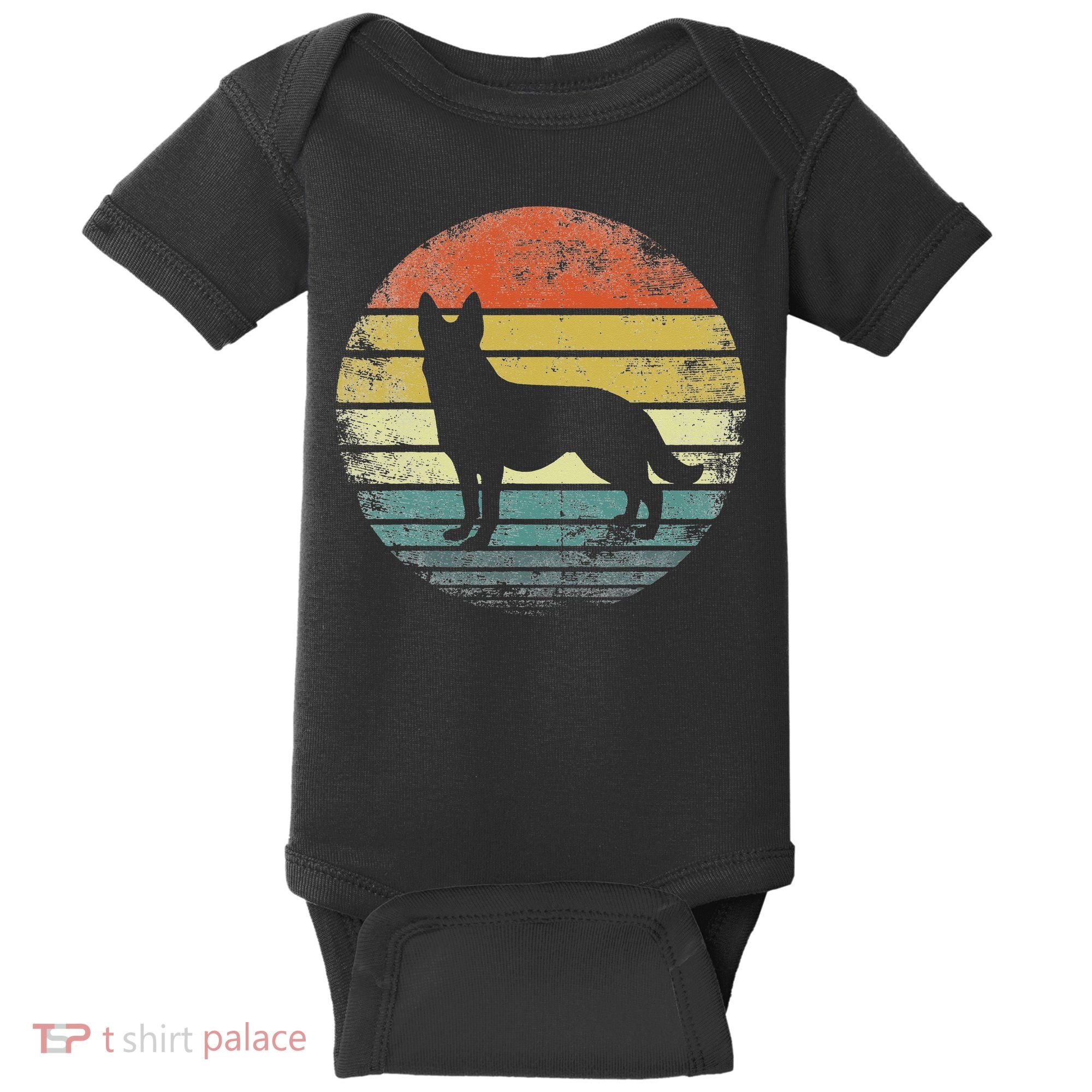 German Shepherd Lover Owner Gift Retro Sunset Dog Baby Bodysuit
