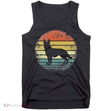 German Shepherd Lover Owner Gift Retro Sunset Dog Tank Top