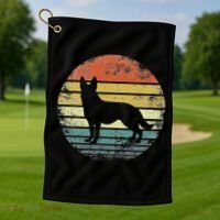 German Shepherd Lover Owner Gift Retro Sunset Dog Golf Towel thumb 1
