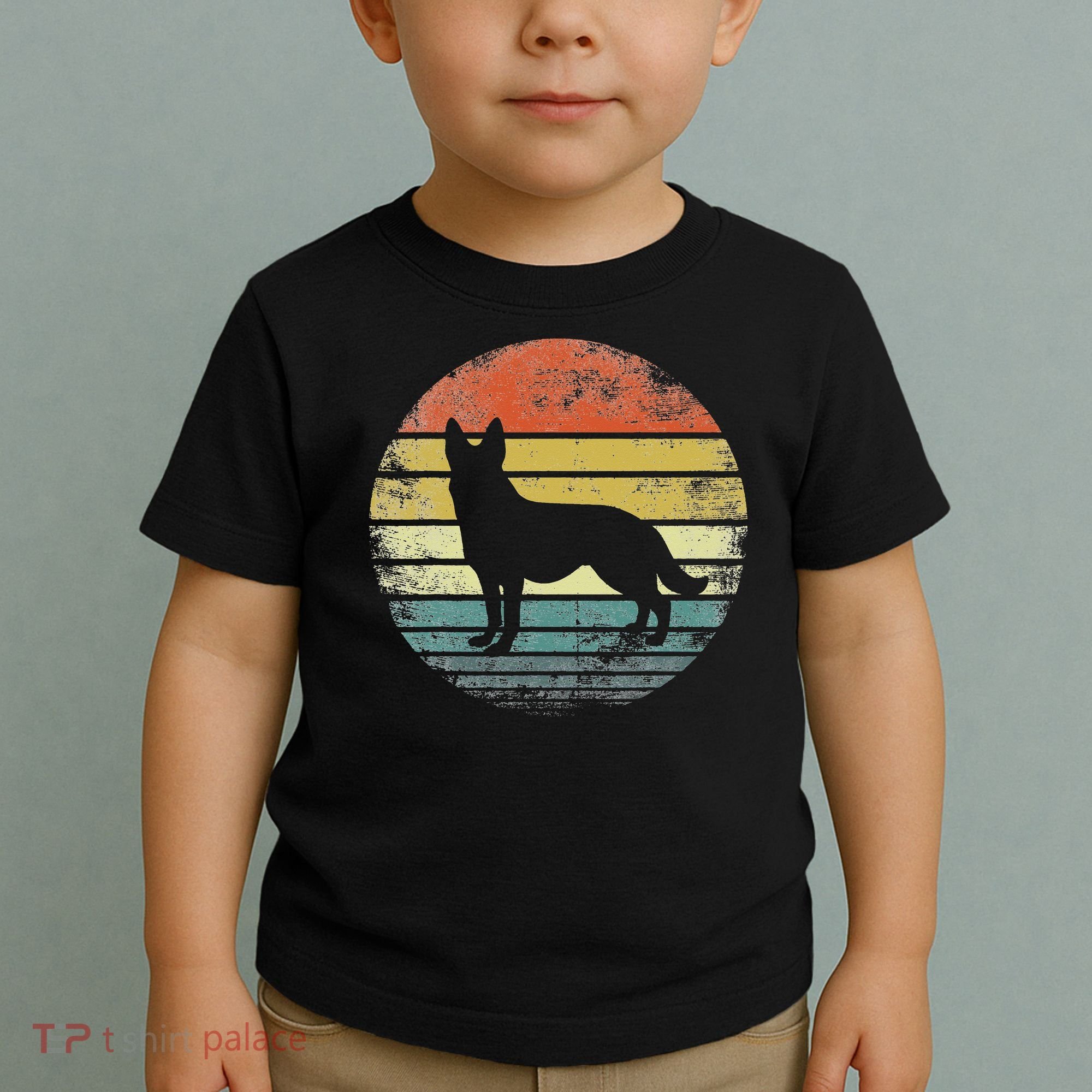 German Shepherd Lover Owner Gift Retro Sunset Dog Toddler T-Shirt