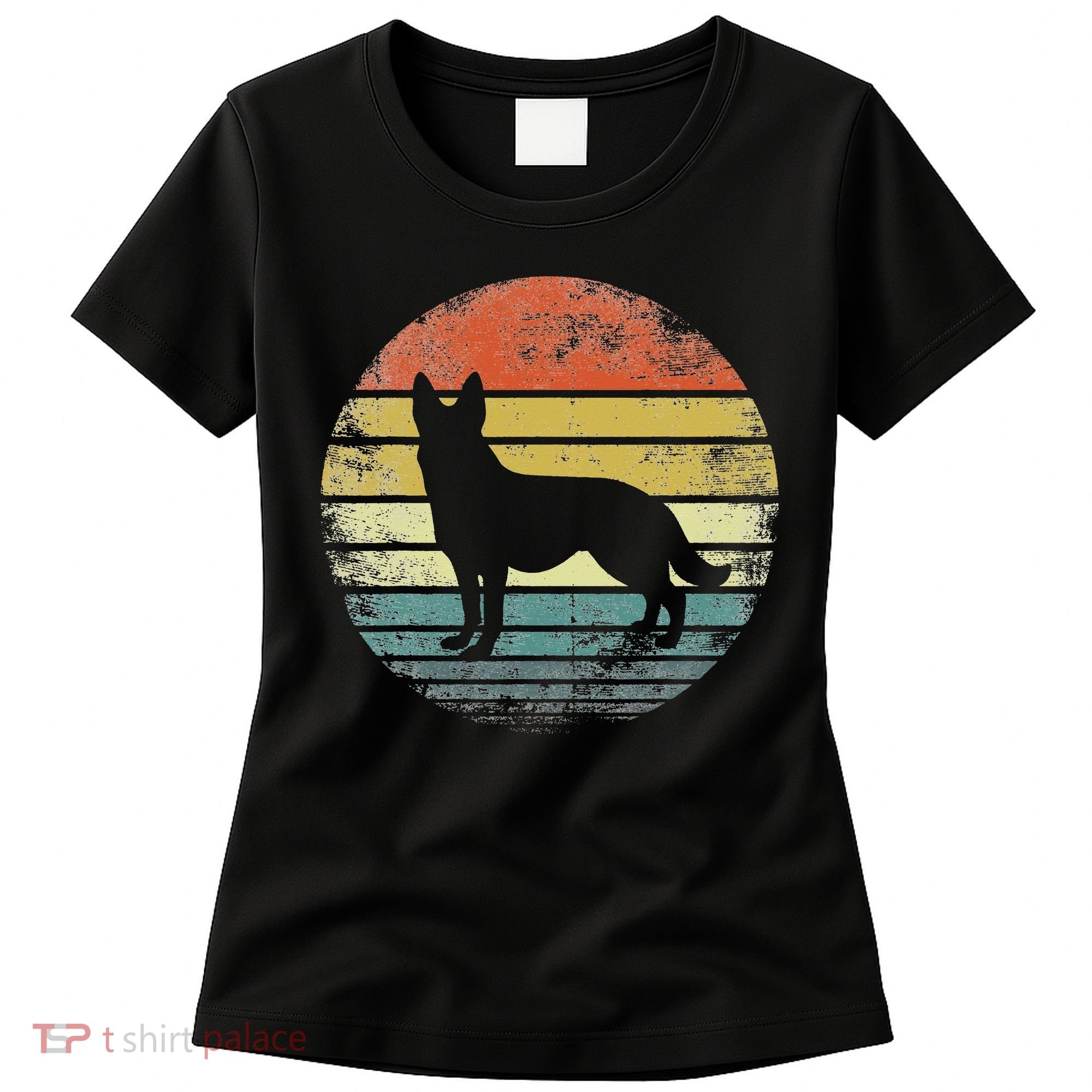 German Shepherd Lover Owner Gift Retro Sunset Dog Women's T-Shirt